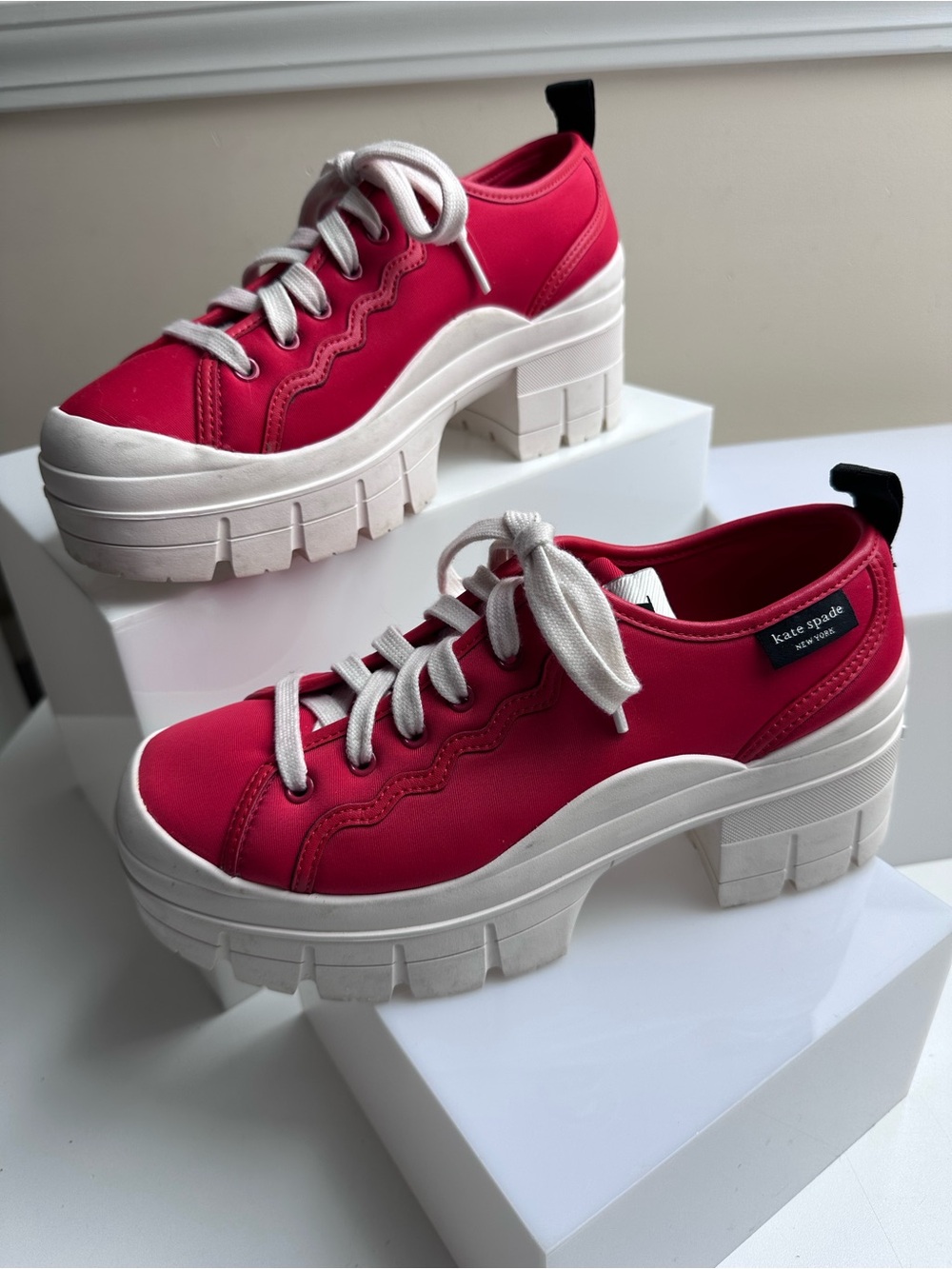 Kate Spade New York Red Upstate Platform Sneakers Size 8 - Picture 2 of 9